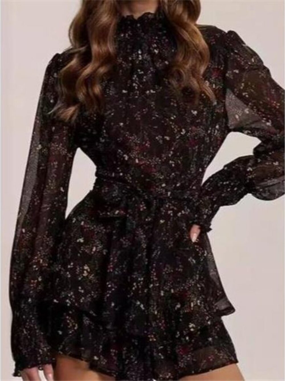 Floral Print Ruffle Mini Dress - Picture 4 of 6